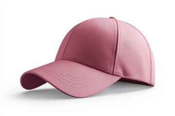 Fototapeta premium Pink unisex baseball cap angled view on white background