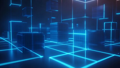 Fototapeta premium Neon Cubes in a Digital World