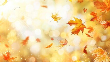 Fototapeta premium Autumn Maple Leaves in Wind and Sunlight for Seasonal Promotions