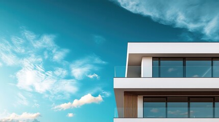 Contemporary architecture showcasing a vibrant sky characterized by a sleek building exterior with elegant lines and expansive windows