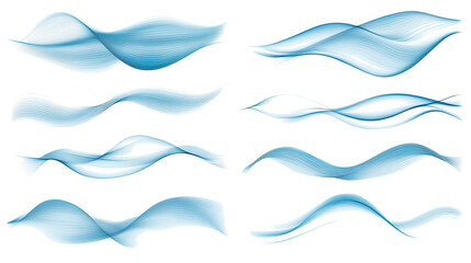 Collection of Smooth Wave Line Backgrounds With Horizontal Templates Generative AI