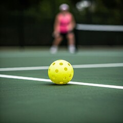 Pickleball Ball and Paddle, Pickleball Bal, Paddle, sport, sport. closed up, road, football, soccer, transport, travel, street, transportation, airport, sky, car, plane, airplane, stadium, city, bridg
