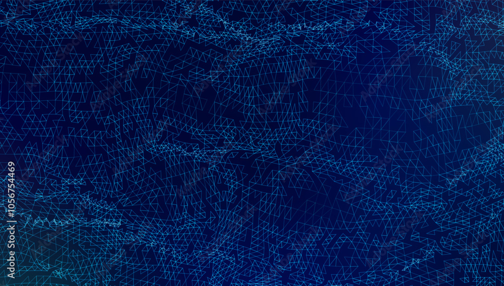 Poster abstract geometric big data mesh pattern in blue hues with a geometric grid. abstract digital futuri