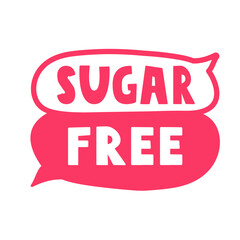Red speech bubbles - sugar free. Hand drawn illustration on white background.