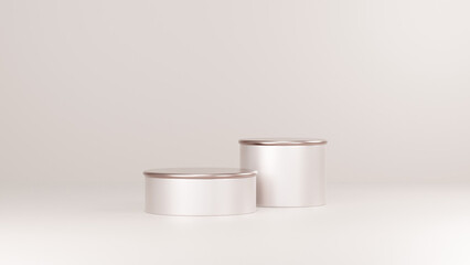 Premium beige gold color 3d rendering mockup template of round podium in landscape