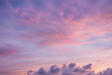 Fototapeta premium A pastel pink and purple sky at dawn with soft clouds and a gentle early morning glow, Ai Generated