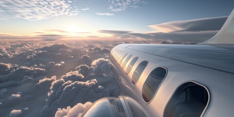 Fototapeta premium 3D aircraft model with visible windows.