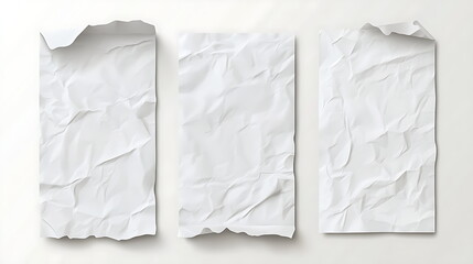 Obraz premium 3 white paper sheets with crumpled edges, Generative AI