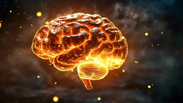 Concept art of a human brain exploding with knowledge and creativity. Video