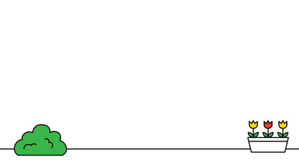 花と低い木の背景素材　ベクター
