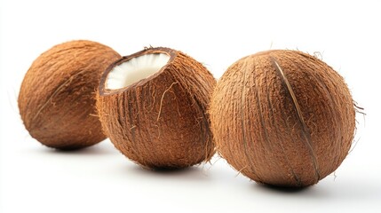 Coconuts on a white background