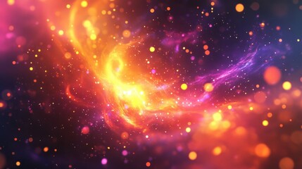 Fototapeta premium Neon-infused abstract background featuring dynamic swirling particles,