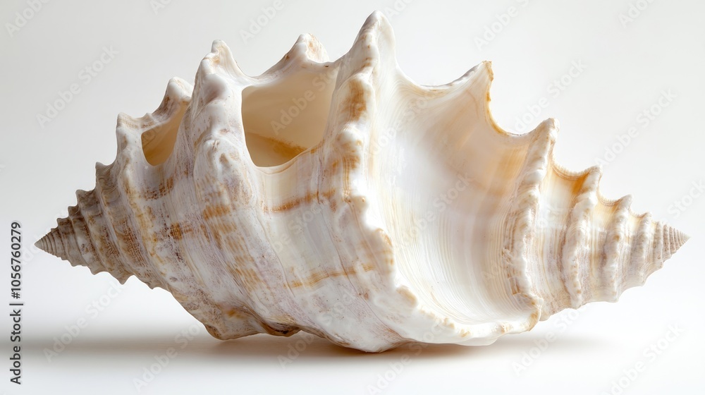 Aufkleber close up view of a conch shell set against a white backdrop
