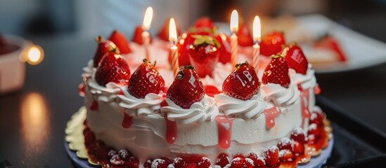 Festive Delicious Birthday Cake Prepared At Home