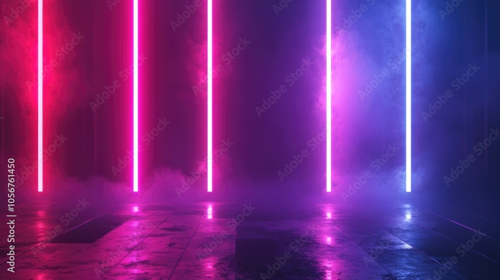 Poster futuristic neon flashes on a dark background motion light lines create an abstract backdrop suitable