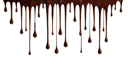 Melt dark or milk chocolate on cake top isolated on white background