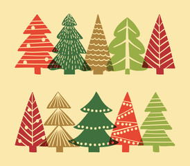Colourful Christmas ornaments. Abstract X-Mas tree design. Vector illustration