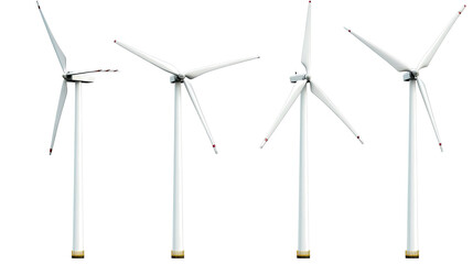 Set of Wind Turbines Representing Renewable Energy Solutions Generative AI