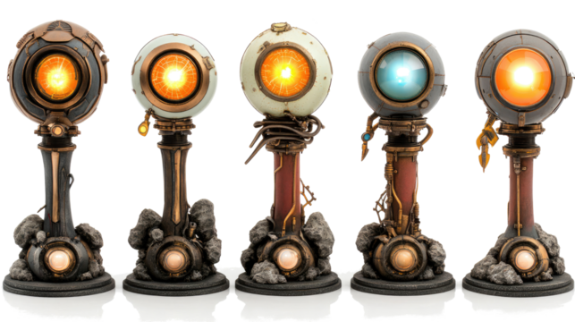 Decorative Windmill Energy Models on Transparent Background Generative AI