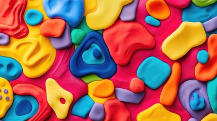 Abstract background featuring vibrant Play Doh shapes