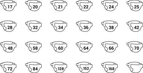 Diaper size -  icon illustration isolated on white background