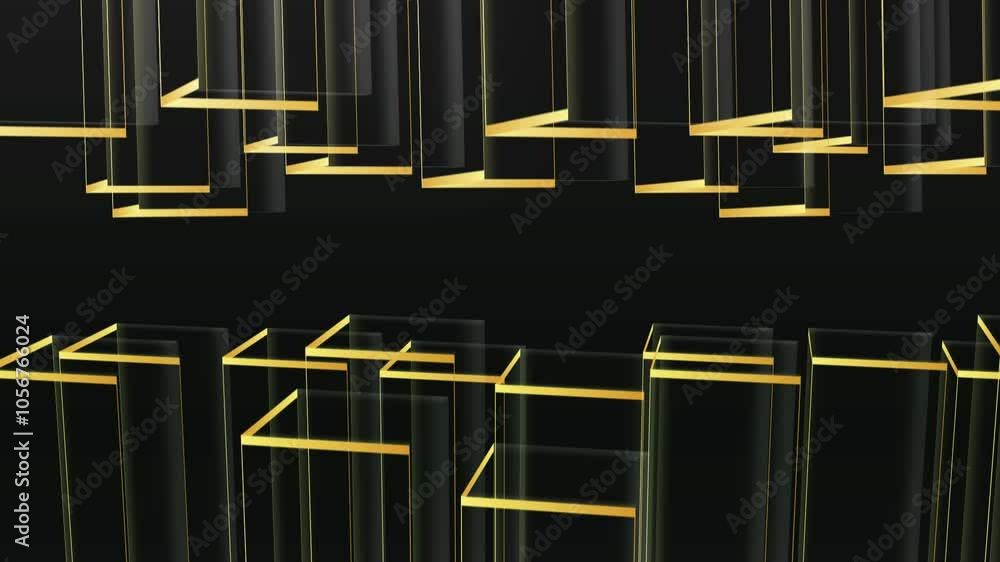 Wall mural cube gold black background animated footage abstract element for motion graphic,loop animation on ba