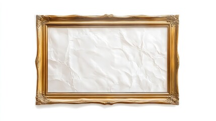 A gold framed artwork set against a white backdrop