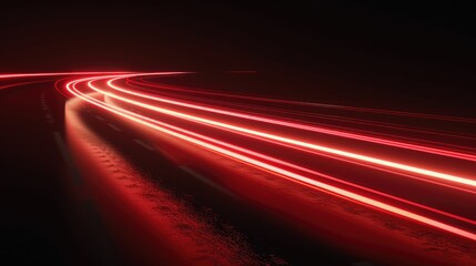 Long exposure of red car lights in the dark