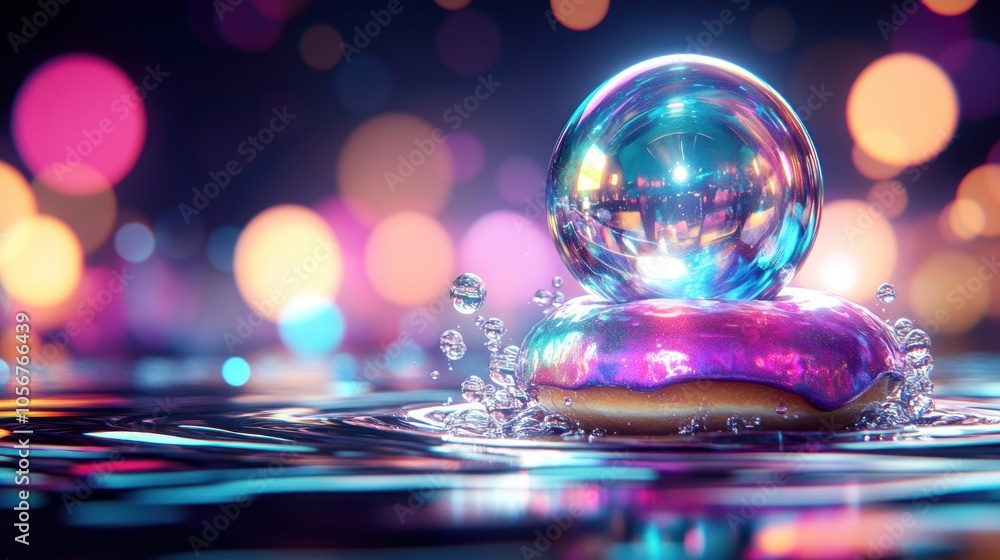 Aufkleber A stunning fusion of color and reflection a droplet on a vibrant surface