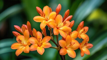 Exotic tropical blossom featuring vibrant orange flowers showcasing the beauty of nature and botanical diversity in gardening and floral arrangements