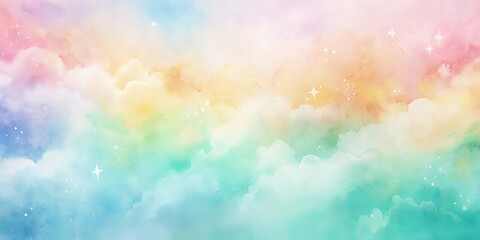 A dreamy watercolor sky with pastel hues and twinkling stars, creating a captivating celestial landscape.