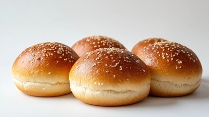 Fototapeta premium Hamburger buns displayed against a plain white backdrop
