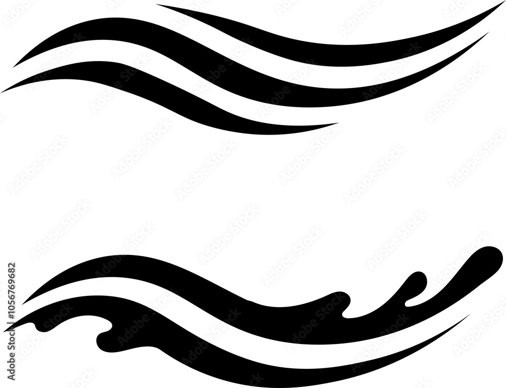 Poster elegant wave design - smooth lines with modern typeface vector illustration