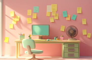 retro computer desk arrangement, Generative AI