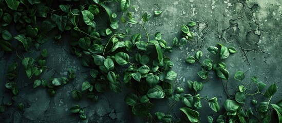 Green Creeper On Wall Background