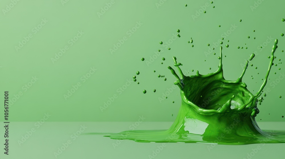 Aufkleber Vibrant green splash a dynamic display of fluid motion and color in a minimalist setting