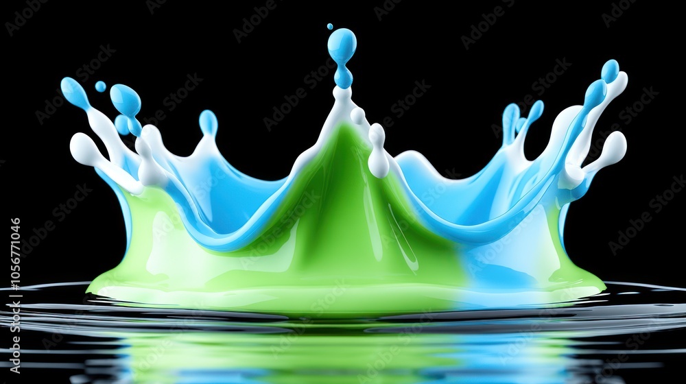 Poster Captivating splash of colored liquid a stunning visual of fluid dynamics and creativity