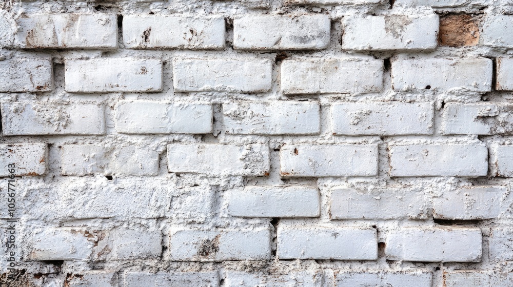 Aufkleber rustic white and gray brick wall texture in a panoramic view