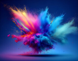 Fototapeta premium Colorful Burst Frozen Chaos of Vibrant Powder Explosion