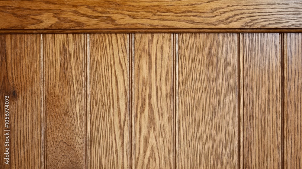 Poster a close up view of oak paneling featuring a warm honey toned finish the natural grain and subtle mat