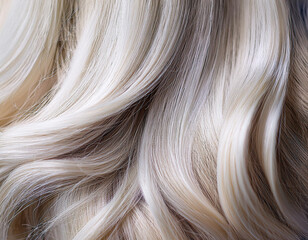 Naklejka premium Shimmering Shades Close-Up of Platinum Blond Hair on White Background
