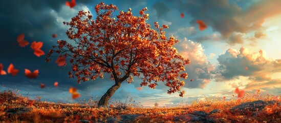 Blooming Tree In Fall Wonder Of Nature