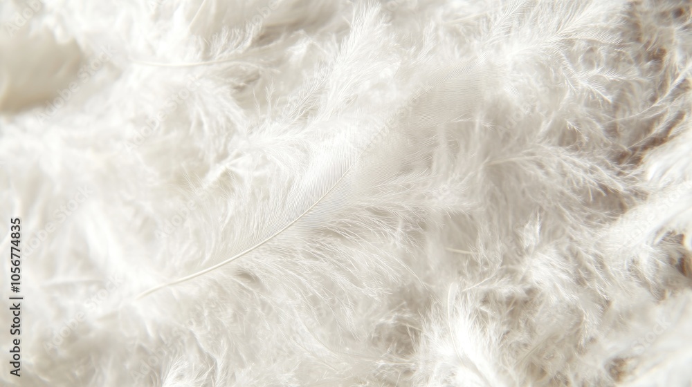 Poster Close up of soft delicate white feathers forming a textured backdrop