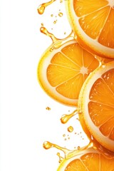 Vibrant splash of freshly cut oranges highlighting juicy segments and refreshing citrus flavor