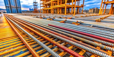 Unique logo concept for a concrete construction firm, highlighting rebar and steel reinforcement elements to emphasize durability and modern engineering solutions.