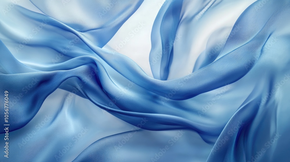 Aufkleber flowing abstract blue fabric in the air showcasing a soft elegant and dynamic appearance
