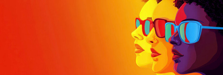 International Day for Elimination of Racial Discrimination. Flat illustration. Women of different skin colors. Tolerance and antiracism concept. United against racism. Horizontal banner. Copy space