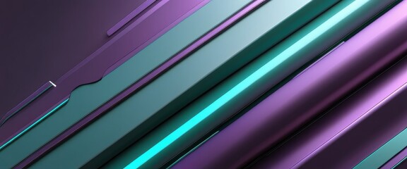 Abstract metallic curves in vibrant purple and teal shades
