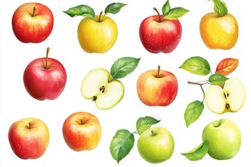 Watercolor Apples: A Fresh Fruit Feast