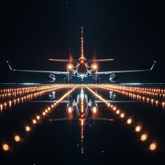 Fototapeta premium A timelapse of a busy airport, with planes taking off and landing, travelers hurrying, and the lights of the runway guiding the way